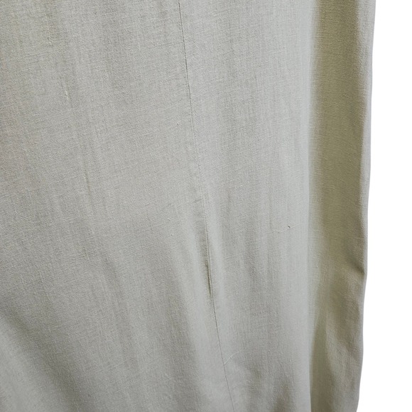 Studio Ease Linen Maxi Dress Peasant Garden Green Pocketed Button Vintage 90s 14 - Picture 6 of 10
